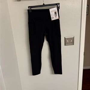 RBX Squat Proof Ankle Length Black Leggings with side pockets